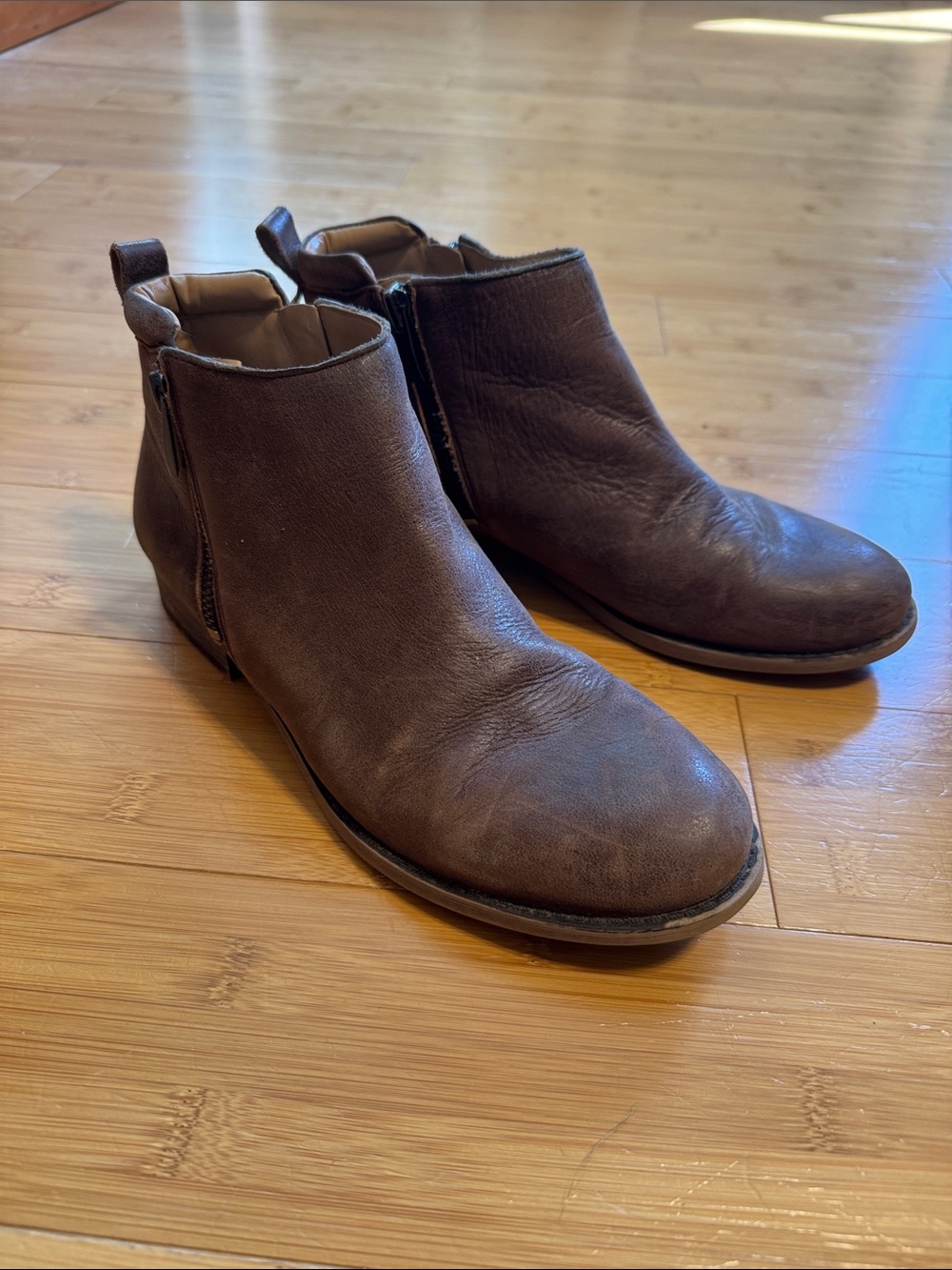 Women’s Brown Leather Ankle Boots - Classic Zip Chelsea Style